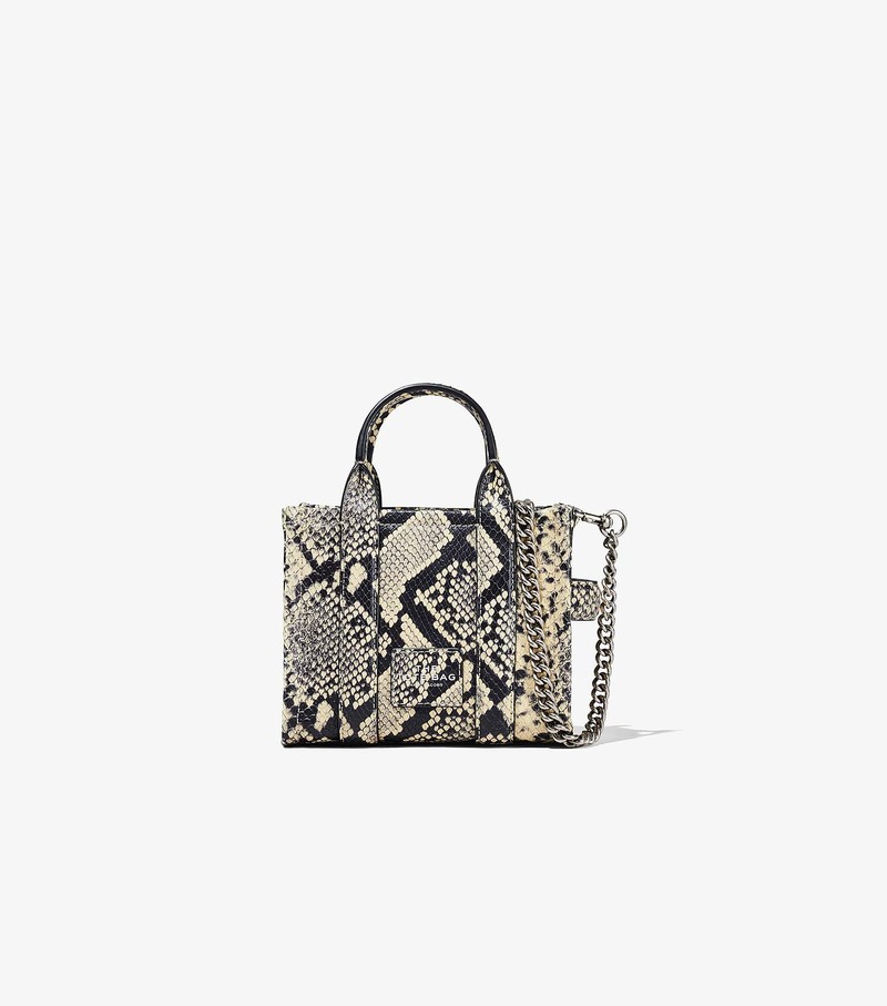 Marc Jacobs The Croc-Embossed Micro Tote Bag Black in Leather with